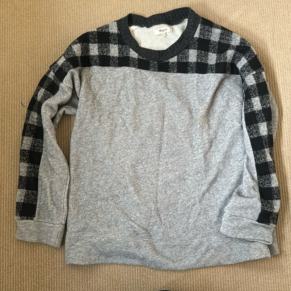 Madewell buffalo check sweatshirt, EUC